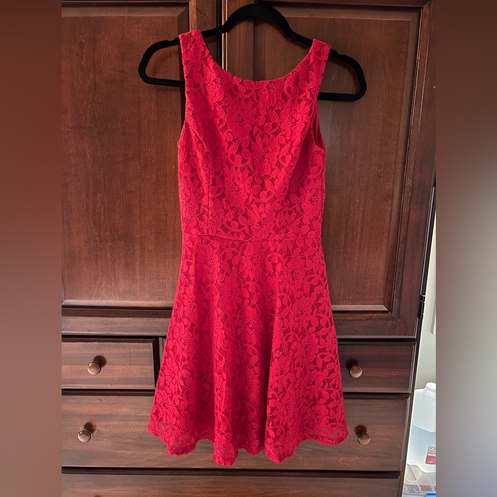 Elegant Red Lace Dress, size S